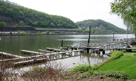 View of Marina and Ohio river from back of warehouse
