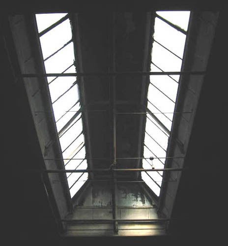 Skylights provide natural light inside warehouse
